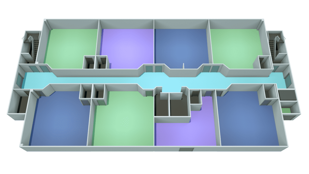 3D floor plan with interior zones