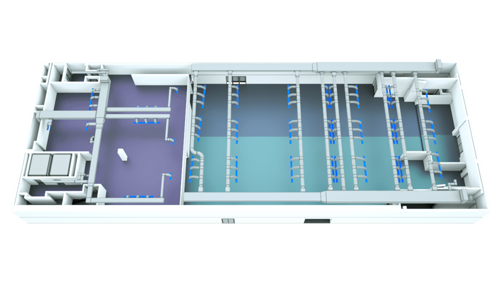 3D floor plan with zoning and ductwork