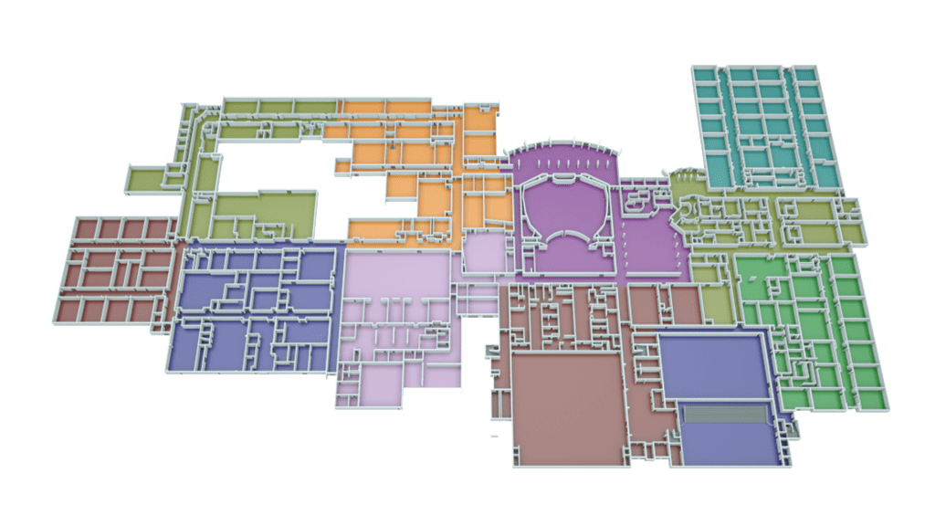 3D floor plan Template 2 bronze with zoning