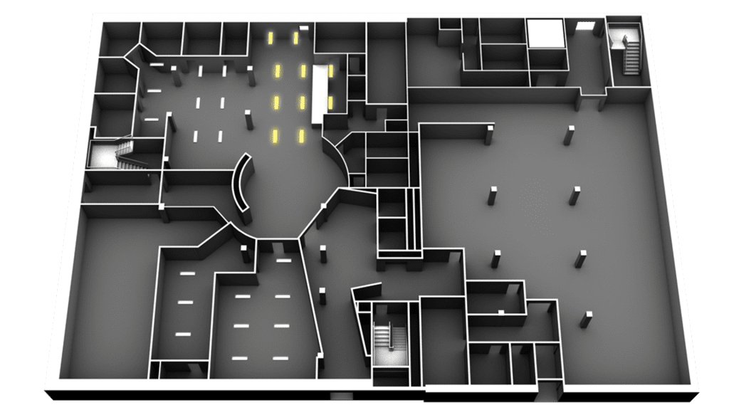 3D Floor plan, light efficiency example