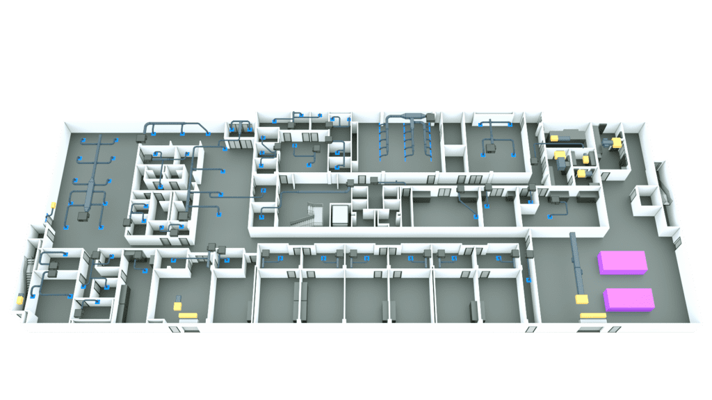 Floor plan with ductwork and Equipment