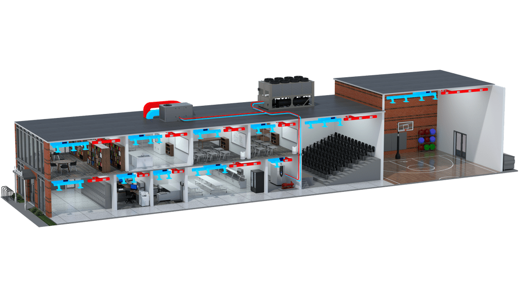 School with ductwork Floor Plans 3D