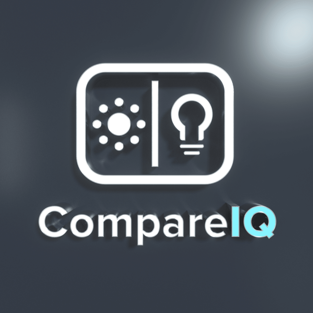 The CompareIQ logo which features a stylized icon with a lightbulb and sun, symbolizing its role in illuminating and comparing building automation system data.